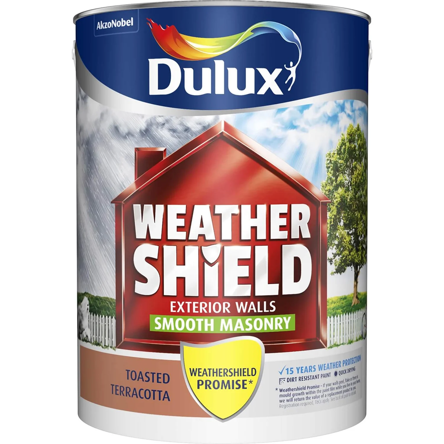 Dulux Weathershield Masonry Paint Toasted Terracotta - 5L 1 Dulux Weathershield Masonry Paint Toasted Terracotta - 5L