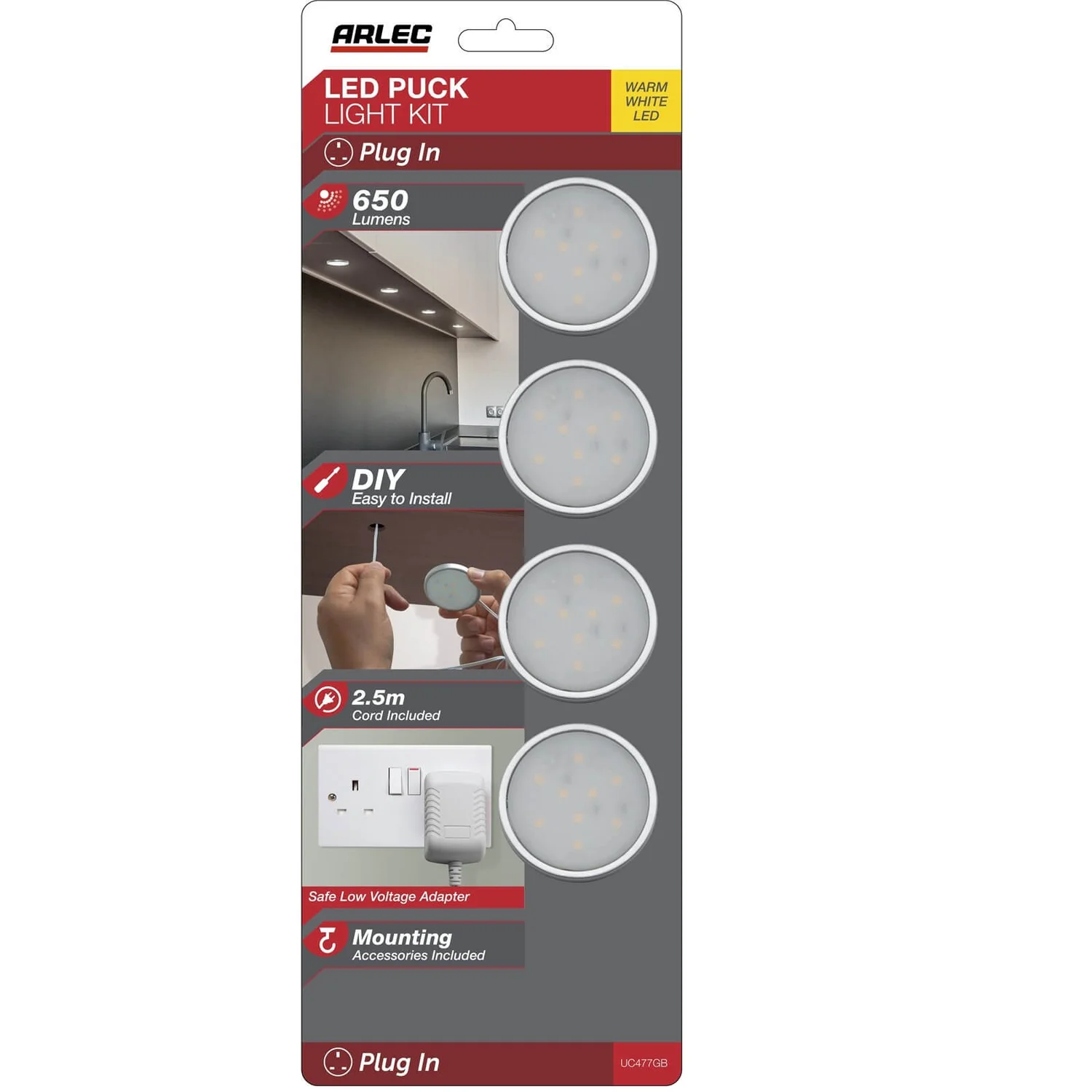 Arlec Warm White LED Puck Light Set 7 Arlec Warm White LED Puck Light Set - Image 7