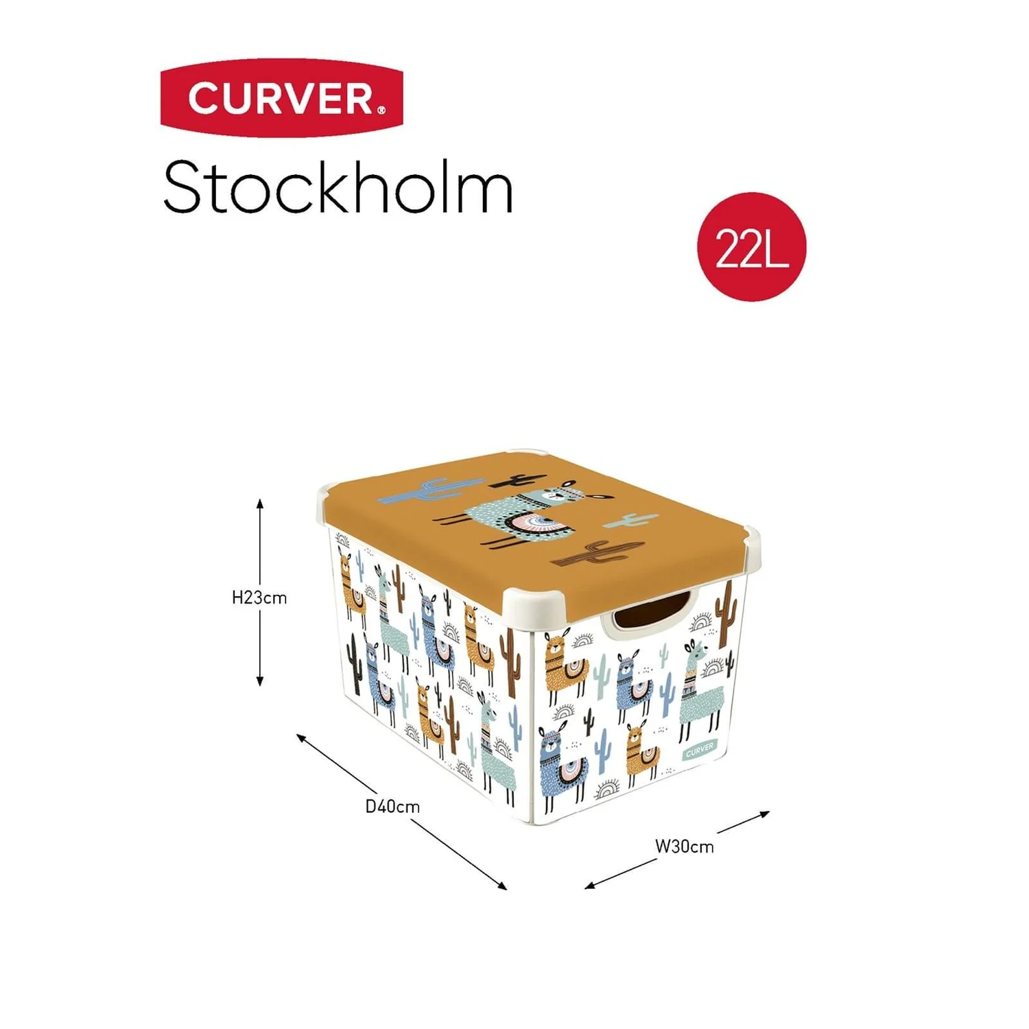 Curver Stockholm Llama Plastic Deco Storage Box - Multi-Coloured - 22L 8 Curver Stockholm Llama Plastic Deco Storage Box - Multi-Coloured - 22L - Image 8