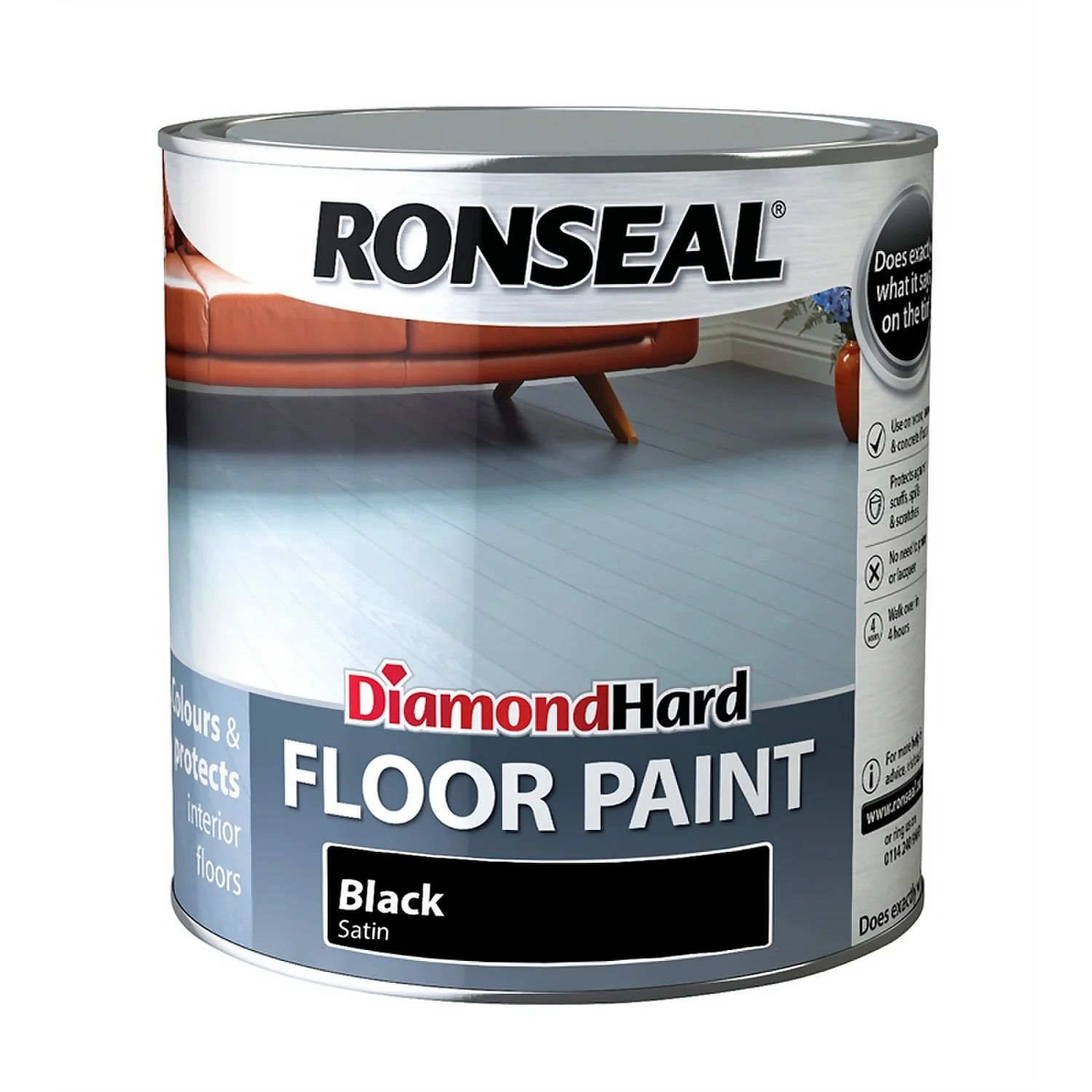 Ronseal Diamond Hard Black - Floor Paint - 2.5L 1 Ronseal Diamond Hard Black - Floor Paint - 2.5L