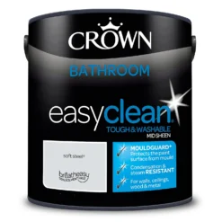 Crown Easyclean® Mouldguard+ Bathroom Mid Sheen Washable Multi Surface Paint Soft Steel® - 2.5 L -Home Decor Shop 12886778 1174853416077435