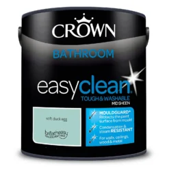 Crown Easyclean® Mouldguard+ Bathroom Mid Sheen Washable Multi Surface Paint Soft Duck Egg® - 2.5 L -Home Decor Shop 12886781 1414853416109934