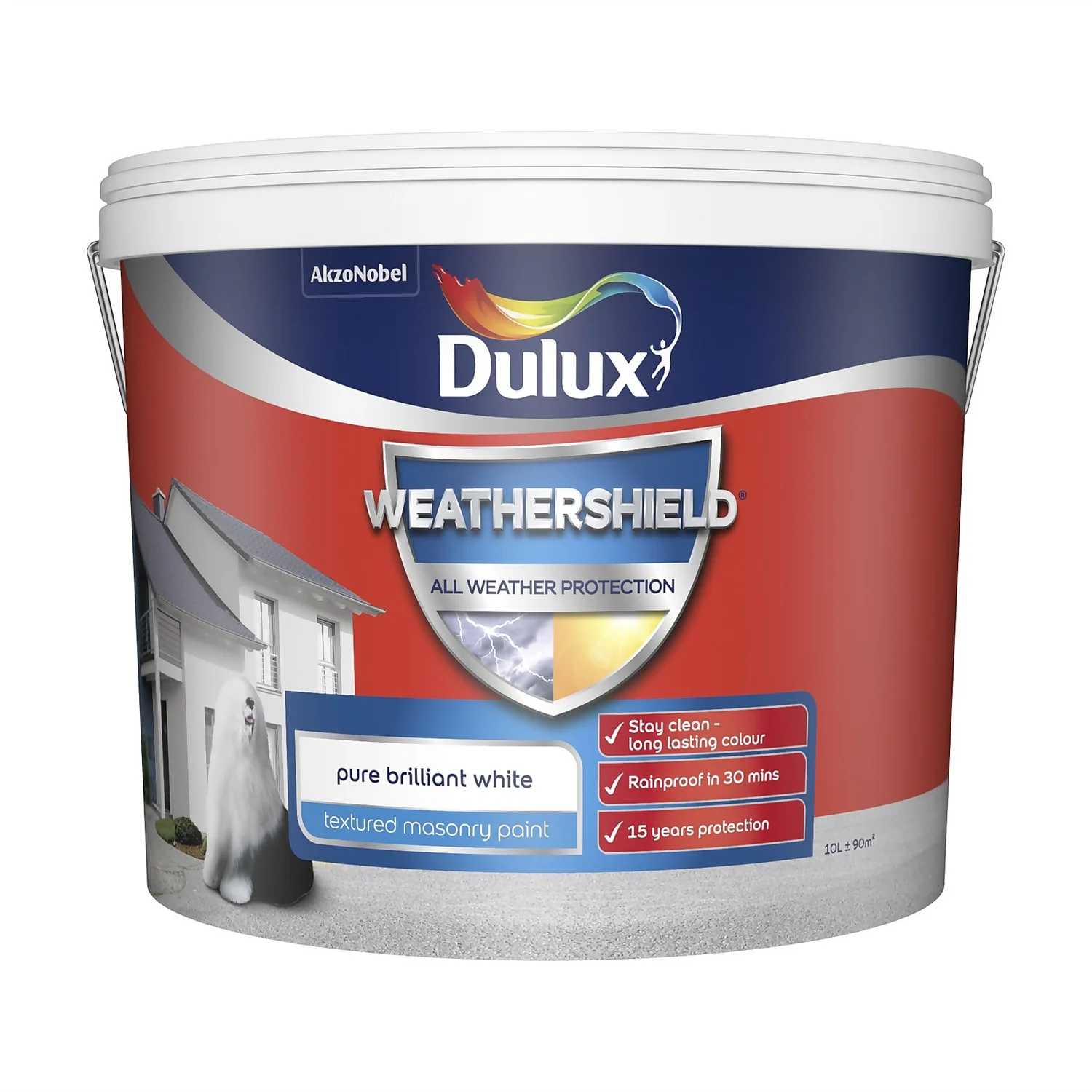 Dulux Weathershield Textured Masonry Paint - Pure Brilliant White - 10L 1 Dulux Weathershield Textured Masonry Paint - Pure Brilliant White - 10L