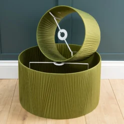 Raye Olive Drum Pleated Silk Shade - 30cm -Home Decor Shop 13139397 7774944148135686