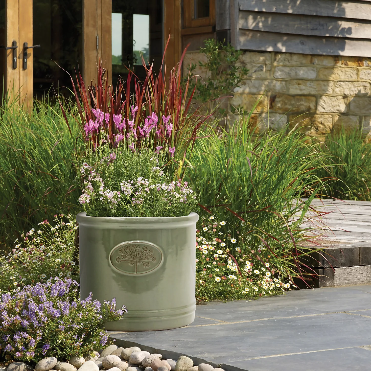 Country Living Heritage Sage Cylinder Pot - 24cm 2 Country Living Heritage Sage Cylinder Pot - 24cm - Image 2