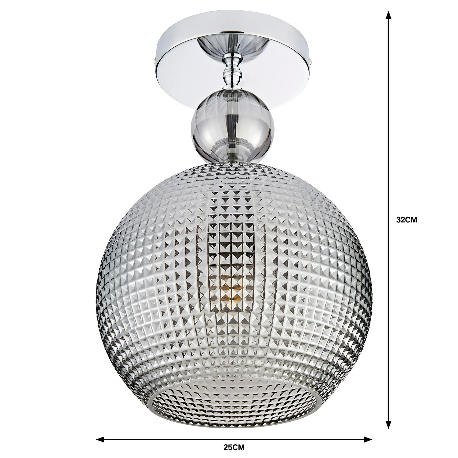 Safi Glass Flush Pendant - Chrome Smoke 5 Safi Glass Flush Pendant - Chrome Smoke - Image 5