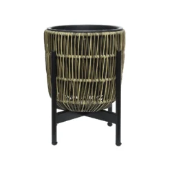 Kate Round Rattan Planter With Legs - Medium