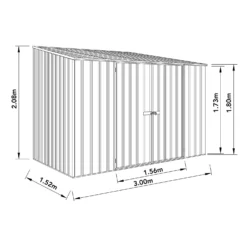 Absco 10 X 5ft Space Saver Metal Pent Shed - Green -Home Decor Shop 13440844 2124929185526291