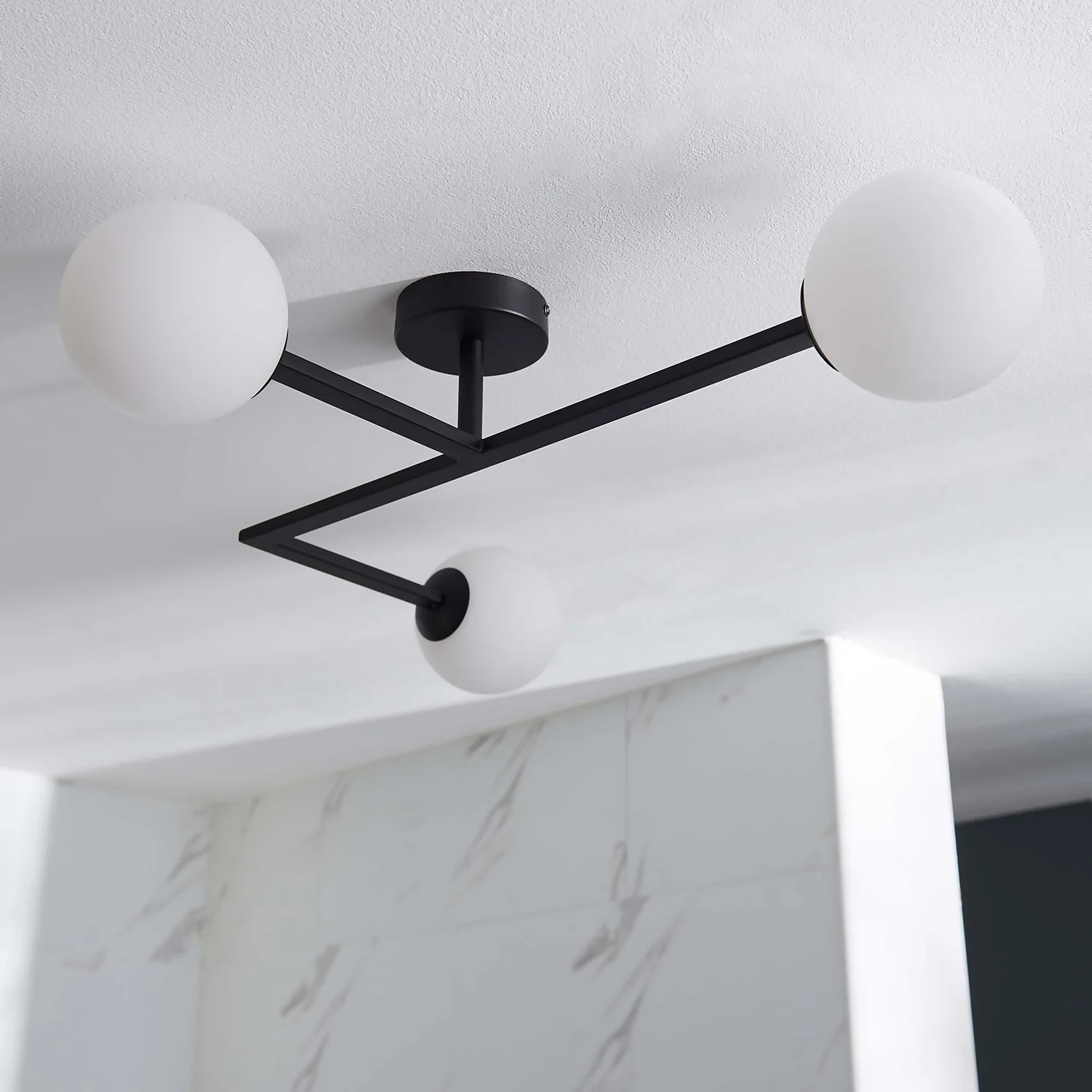 Hawkhill Bathroom Semi Flush Light - 3lt Black 5 Hawkhill Bathroom Semi Flush Light - 3lt Black - Image 5