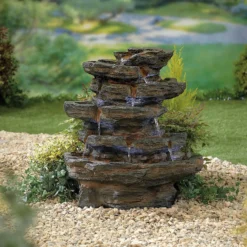Stylish Fountain Red Rock Springs Water Feature With LEDs -Home Decor Shop 13846066 1654962027820236