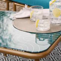 Omari Metal Garden Corner Sofa Set - Teal & Gold -Home Decor Shop 14005699 4965022704578830