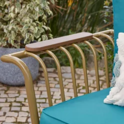 Omari Metal Garden Corner Sofa Set - Teal & Gold -Home Decor Shop 14005699 6155022704468337