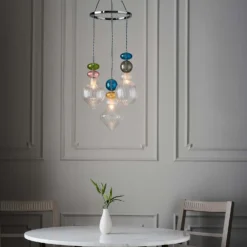 Elgin Cluster Pendant Ceiling Light - Multicoloured & Chrome -Home Decor Shop 14301808 1895038439554155